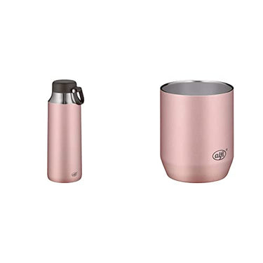 alfi Thermos Bottle City Tea Bottle pink 900ml, stainless steel drinking bottle 100% leak-proof even with carbonated drinks, Rosé & stainless steel mug City Cup 280ml, stainless steel mug rosé coffee mug durable - 5567.284.028 on Sale
